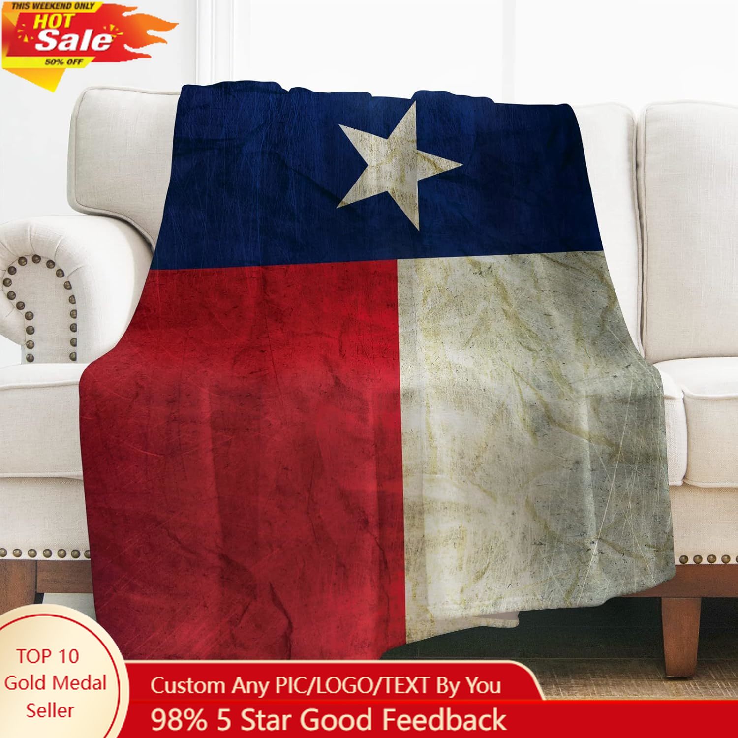 Home Of Textiles - Levens Texas Vlag Gooi Deken Cadeaus
