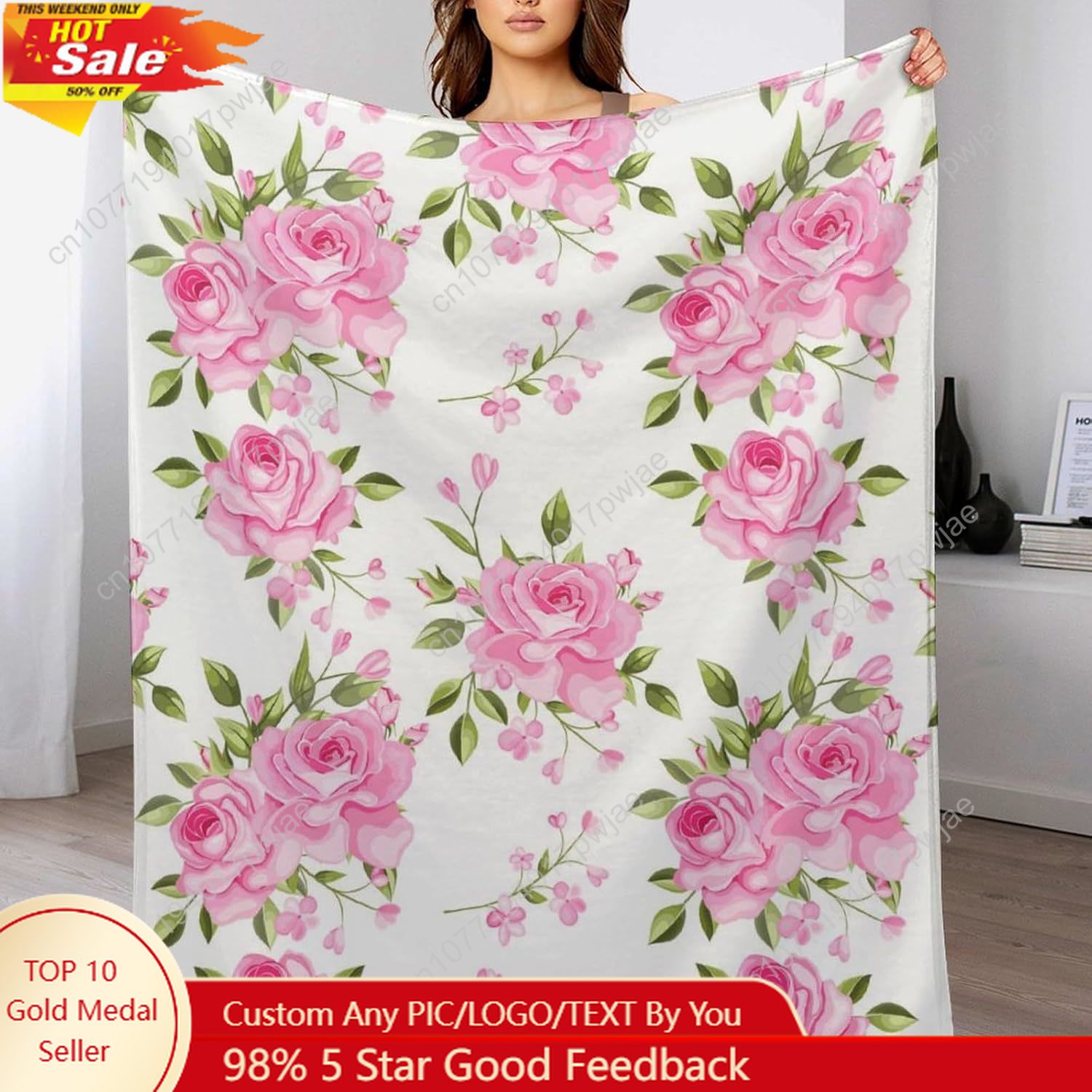 Roze bloem gooien deken bloeme - Home Of Textiles recensie en prijs